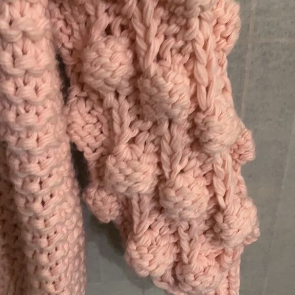 NWT CHIC WISH PINK OPEN CARDIGAN POM POM SWEATER SIZE L - Picture 6 of 8